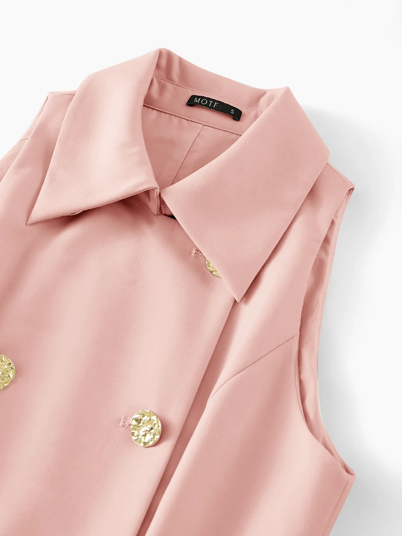 PREMIUM DOUBLE BREASTED SLEEVELESS BELTED DRESS