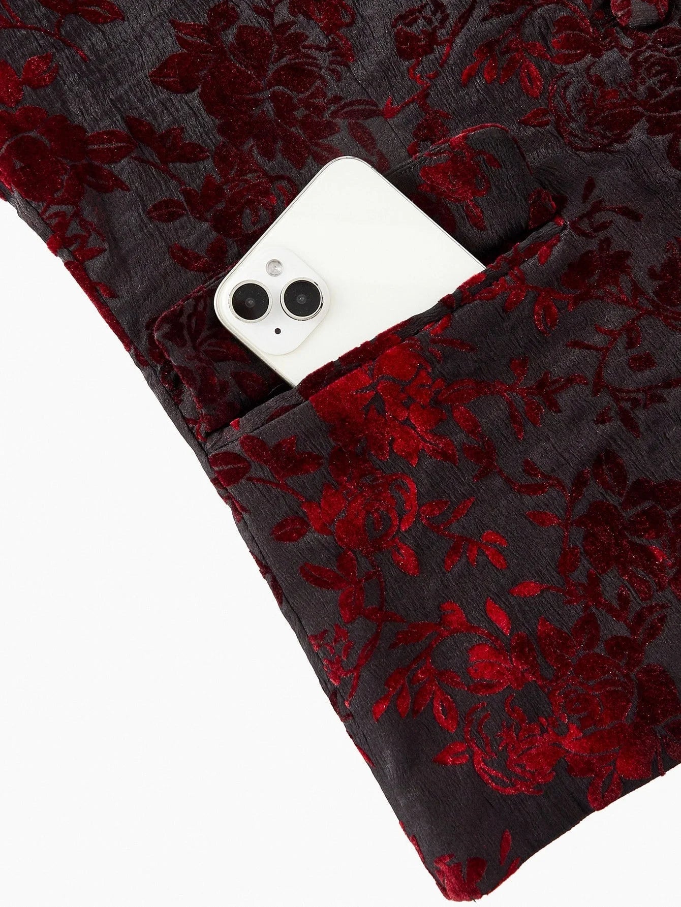 PREMIUM ELEGANT BURGUNDY VELVET JACQUARD BLAZER