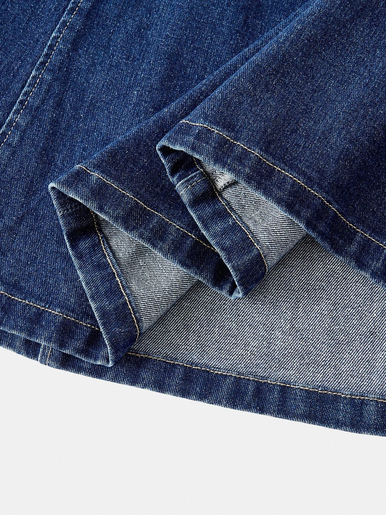 PREMIUM ELEGANT CASUAL COMMUTER METAL BUTTON WAIST DENIM MIDI DRESS