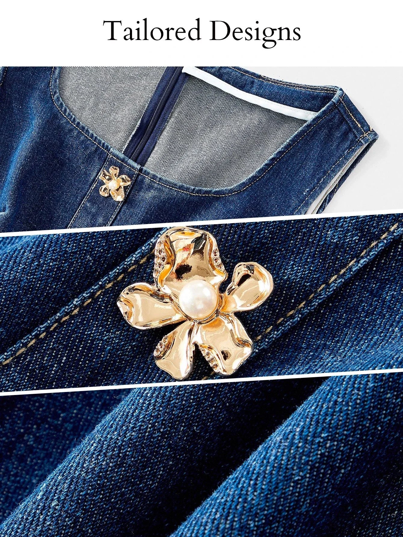 PREMIUM ELEGANT CASUAL COMMUTER METAL BUTTON WAIST DENIM MIDI DRESS