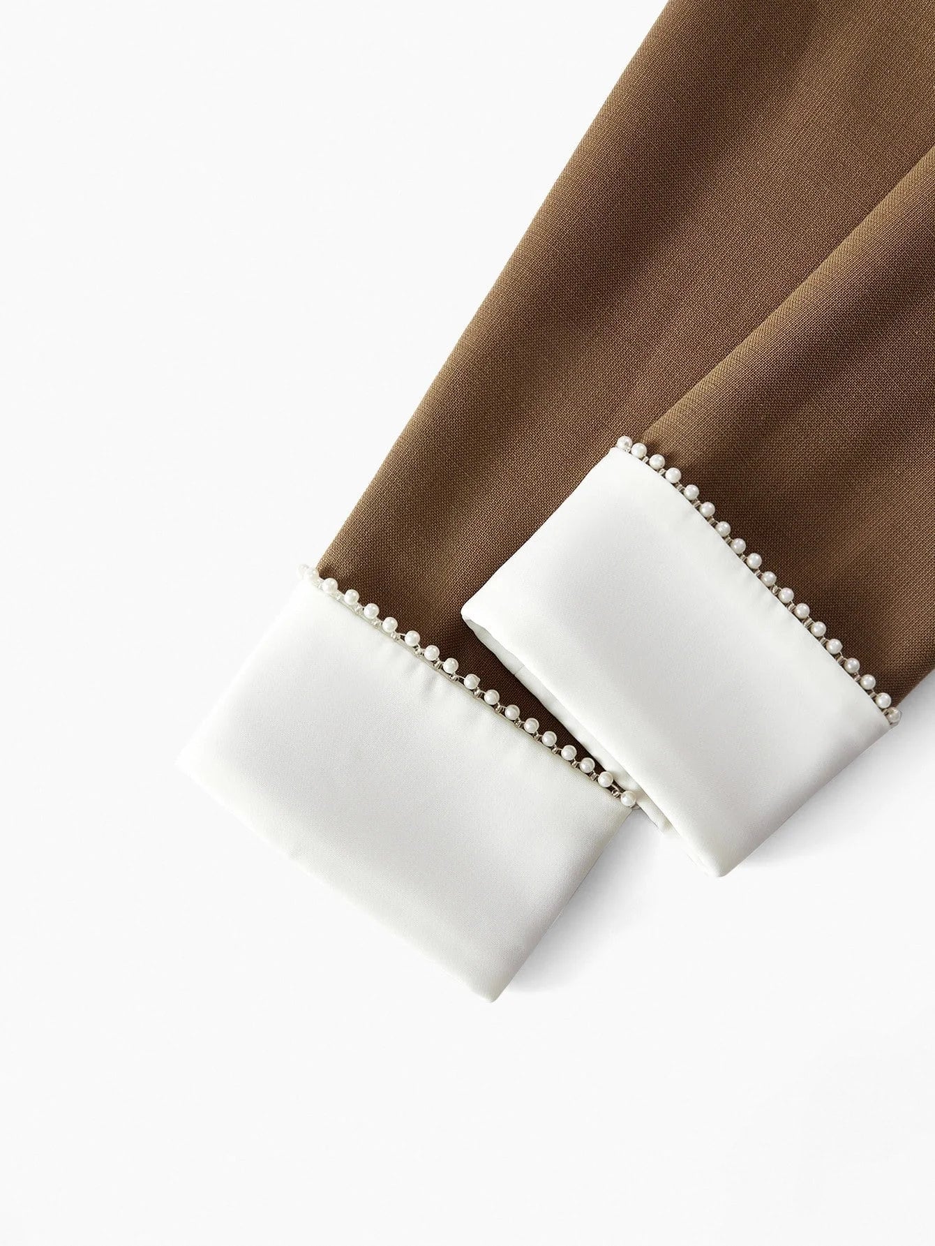 PREMIUM ELEGANT FAUX PEARL amp RHINESTONE COLLAR WAIST CINCHED LONG SLEEVE DRESS