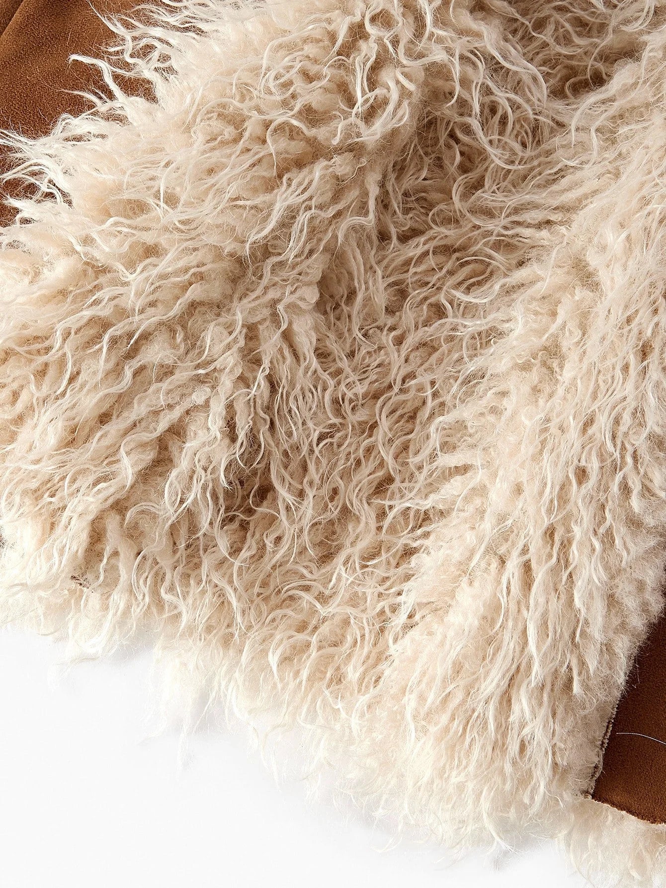 PREMIUM ELEGANT FAUX SUEDE LONG FUR COLLAR amp CUFF MIDLENGTH COAT AUTUMNWINTER