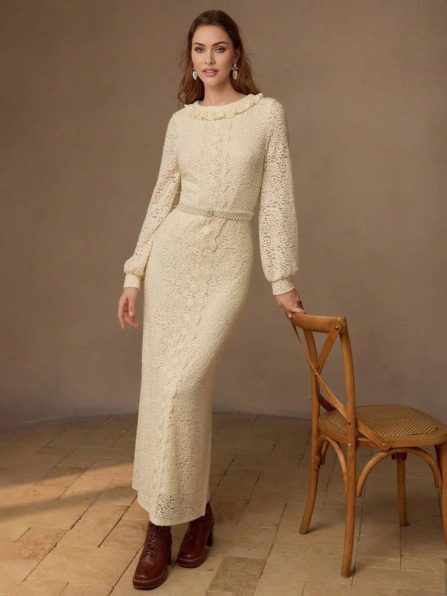 PREMIUM ELEGANT LACE BISHOP SLEEVE DRESS