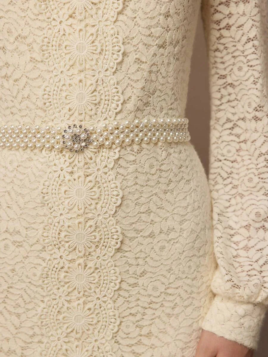 PREMIUM ELEGANT LACE BISHOP SLEEVE DRESS