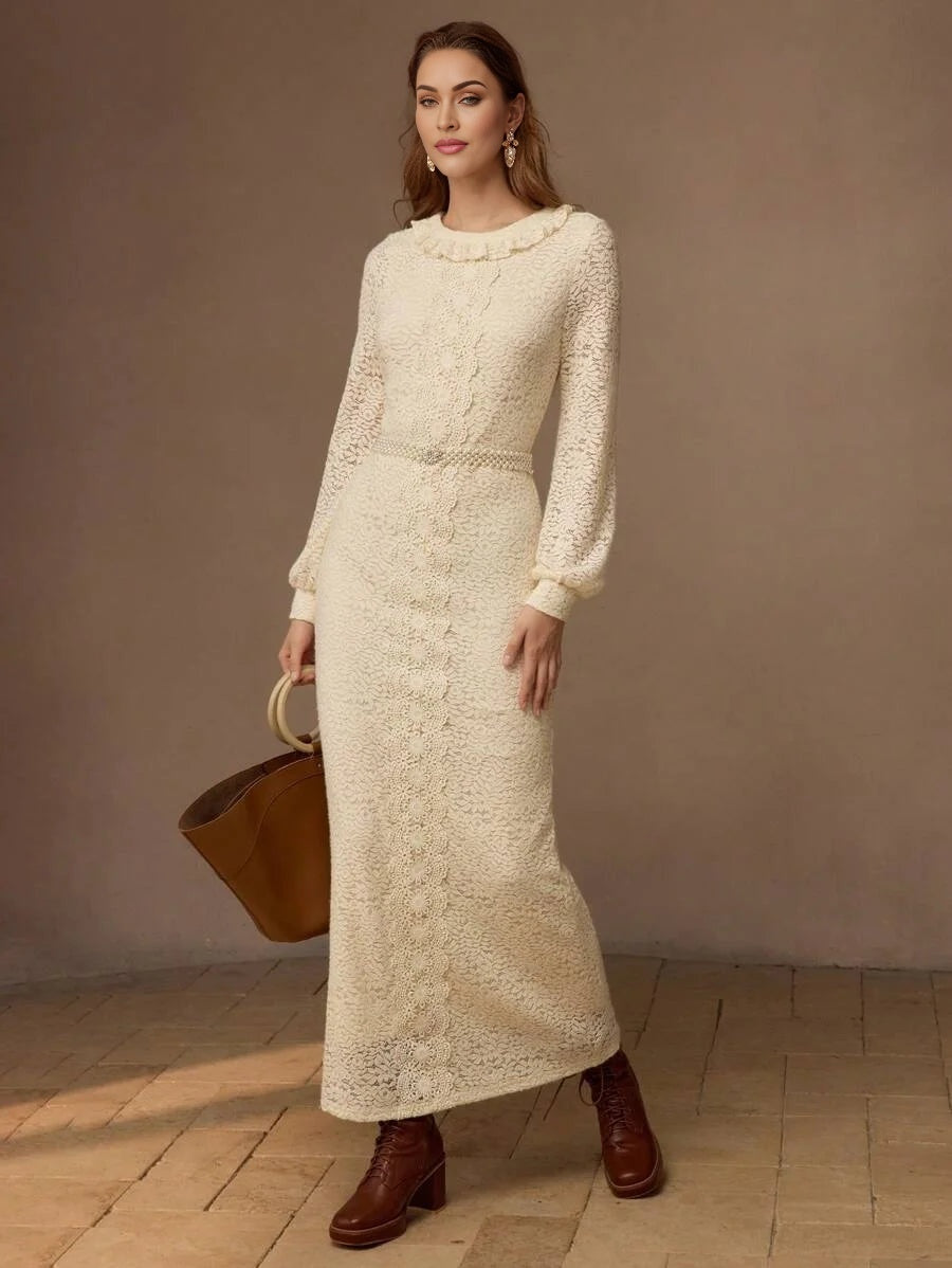 PREMIUM ELEGANT LACE BISHOP SLEEVE DRESS