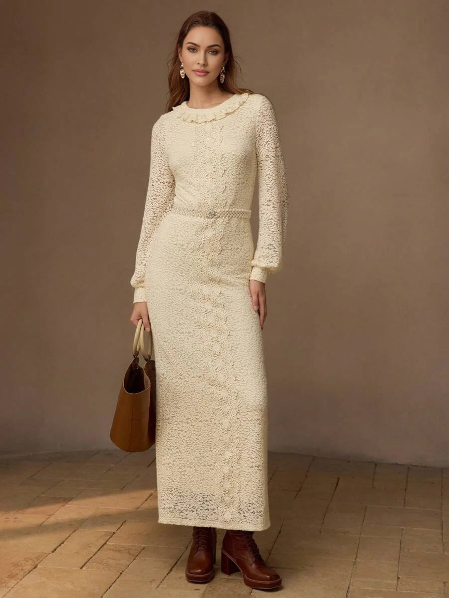 PREMIUM ELEGANT LACE BISHOP SLEEVE DRESS