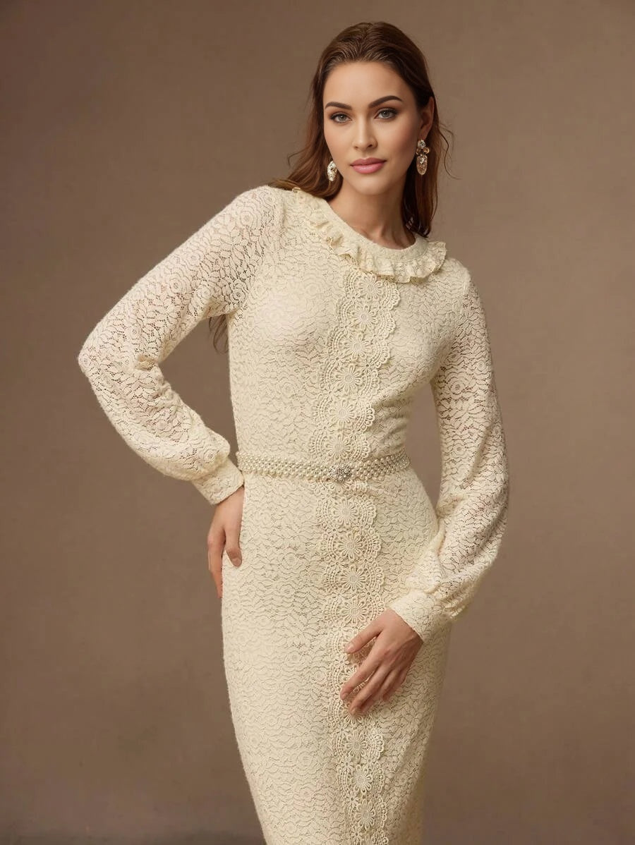 PREMIUM ELEGANT LACE BISHOP SLEEVE DRESS