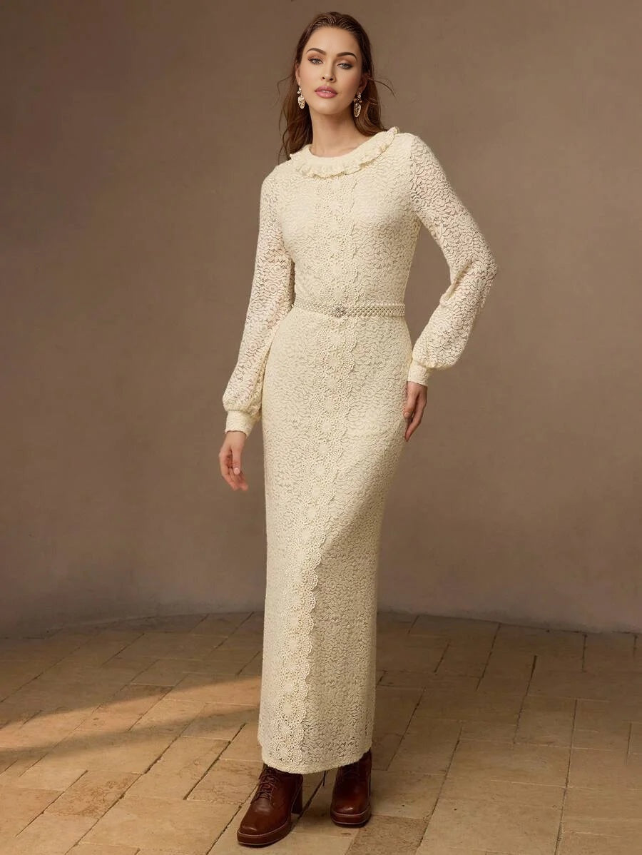 PREMIUM ELEGANT LACE BISHOP SLEEVE DRESS