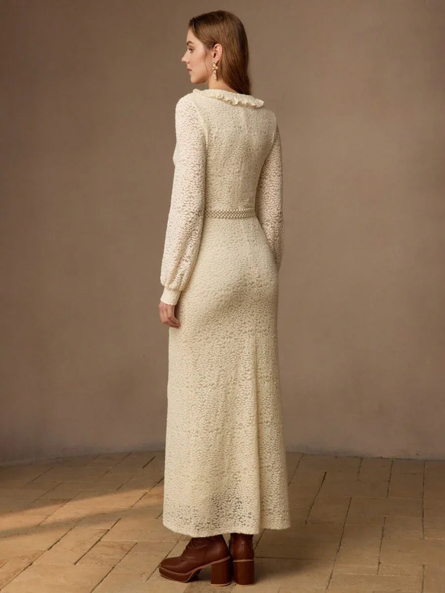 PREMIUM ELEGANT LACE BISHOP SLEEVE DRESS