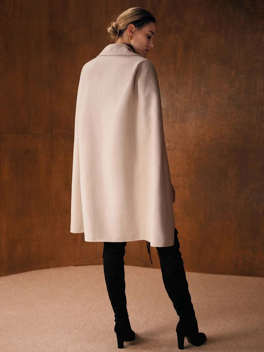 PREMIUM ELEGANT WOOL LONG OVERCOAT WITH WAIST BELT AUTUMNWINTER