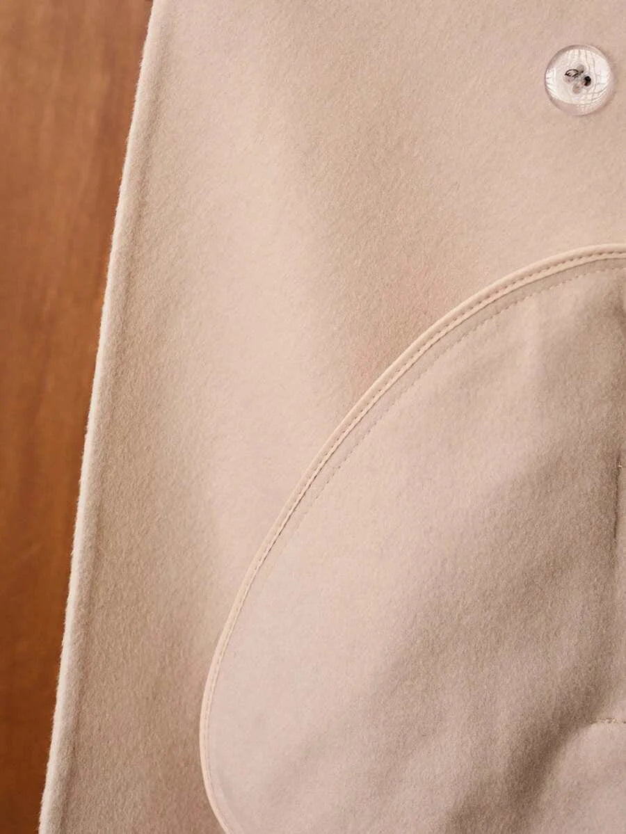 PREMIUM ELEGANT WOOL LONG OVERCOAT WITH WAIST BELT AUTUMNWINTER