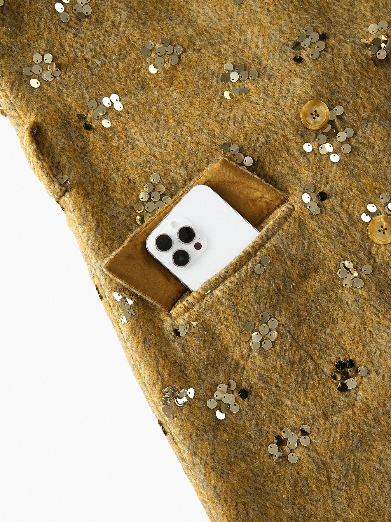 PREMIUM EMBELLISHED SEQUIN LAPEL COLLAR THICK HIGHEND OVERCOAT