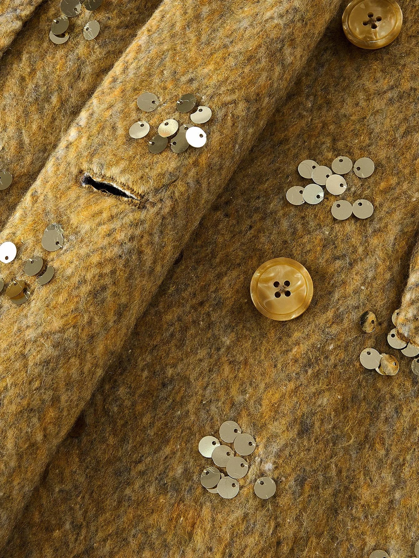 PREMIUM EMBELLISHED SEQUIN LAPEL COLLAR THICK HIGHEND OVERCOAT