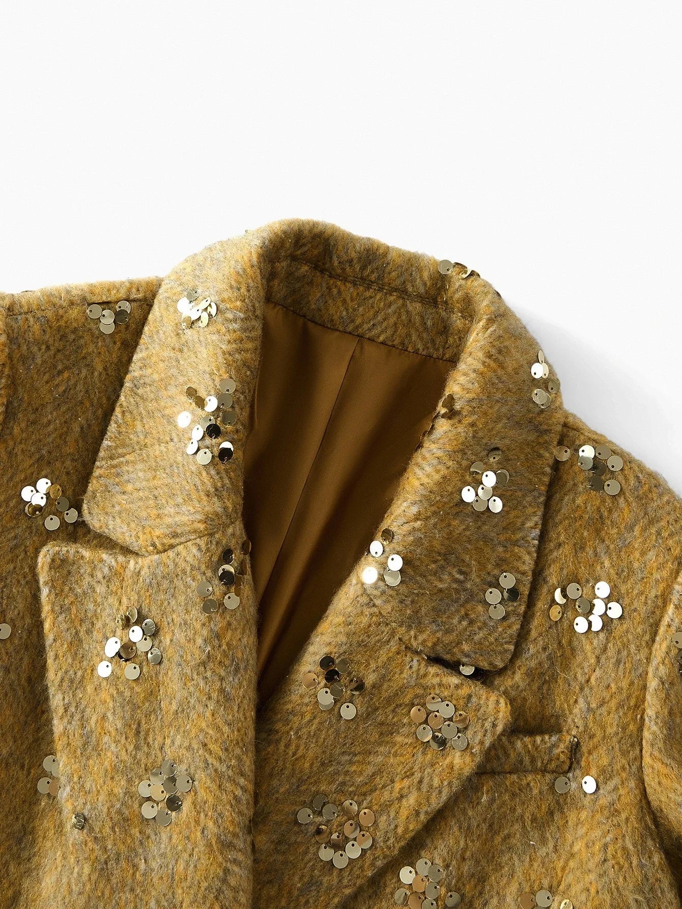 PREMIUM EMBELLISHED SEQUIN LAPEL COLLAR THICK HIGHEND OVERCOAT