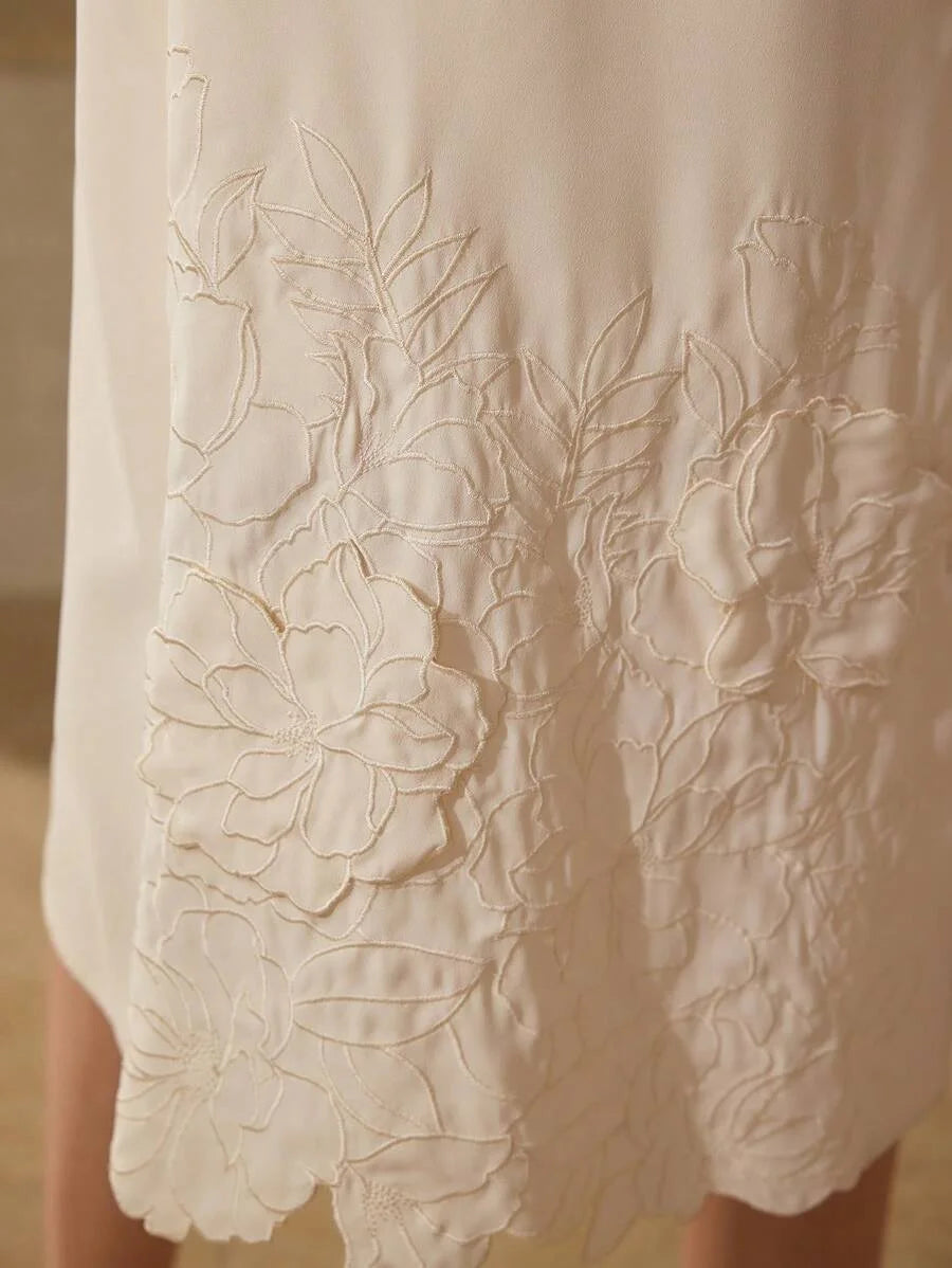 PREMIUM EMBROIDERED BELT MIDI DRESS