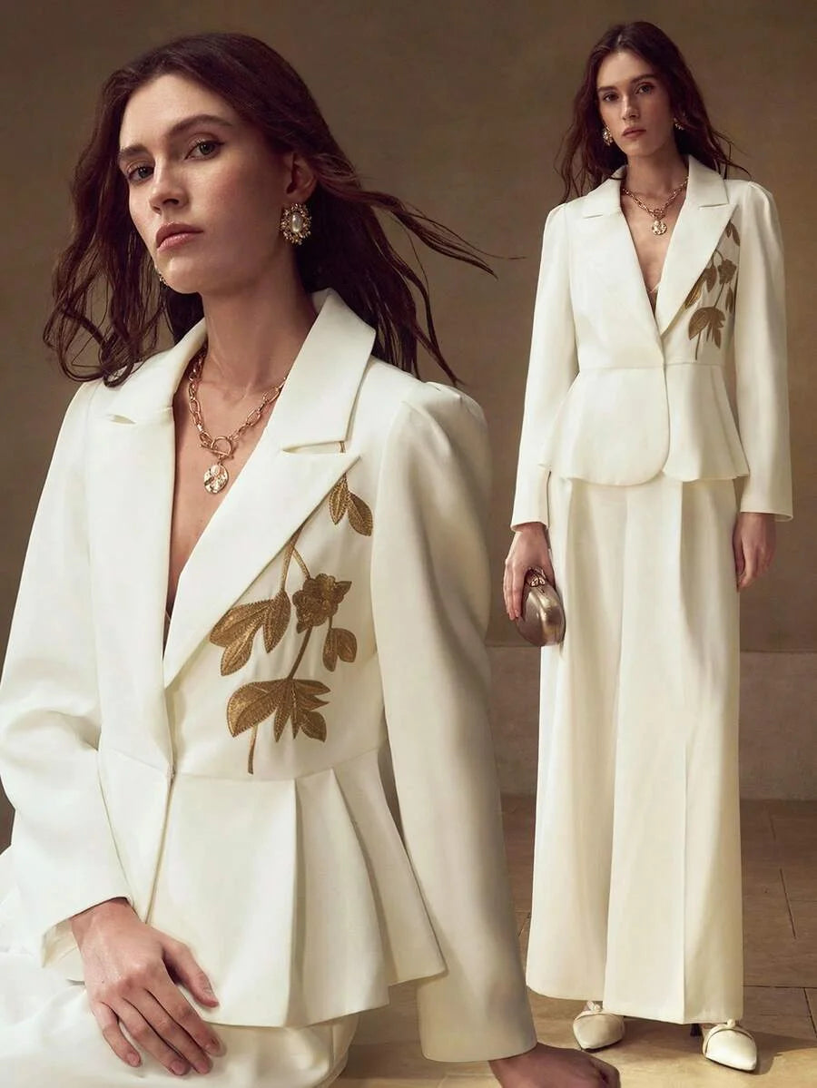 PREMIUM EMBROIDERED PEPLUM BLAZER