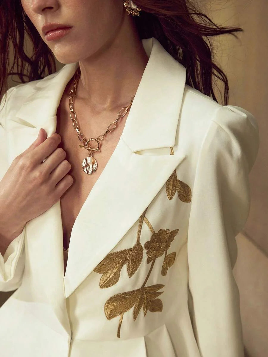 PREMIUM EMBROIDERED PEPLUM BLAZER