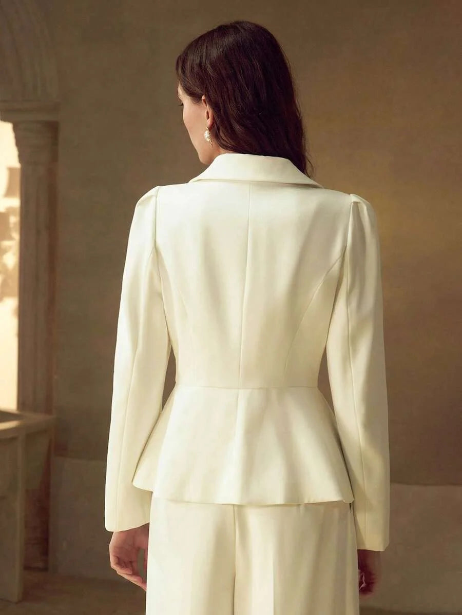 PREMIUM EMBROIDERED PEPLUM BLAZER