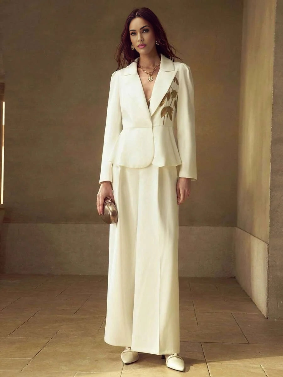 PREMIUM EMBROIDERED PEPLUM BLAZER