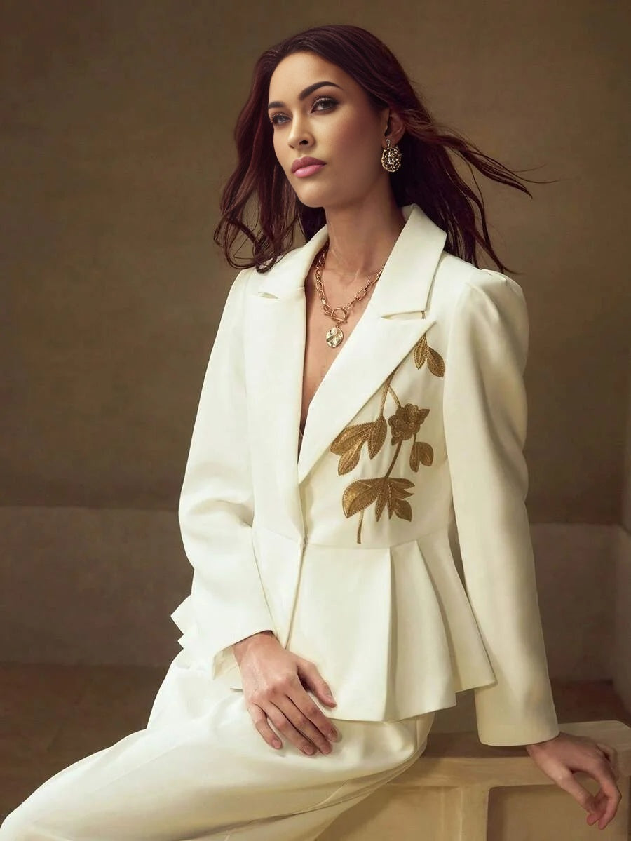 PREMIUM EMBROIDERED PEPLUM BLAZER