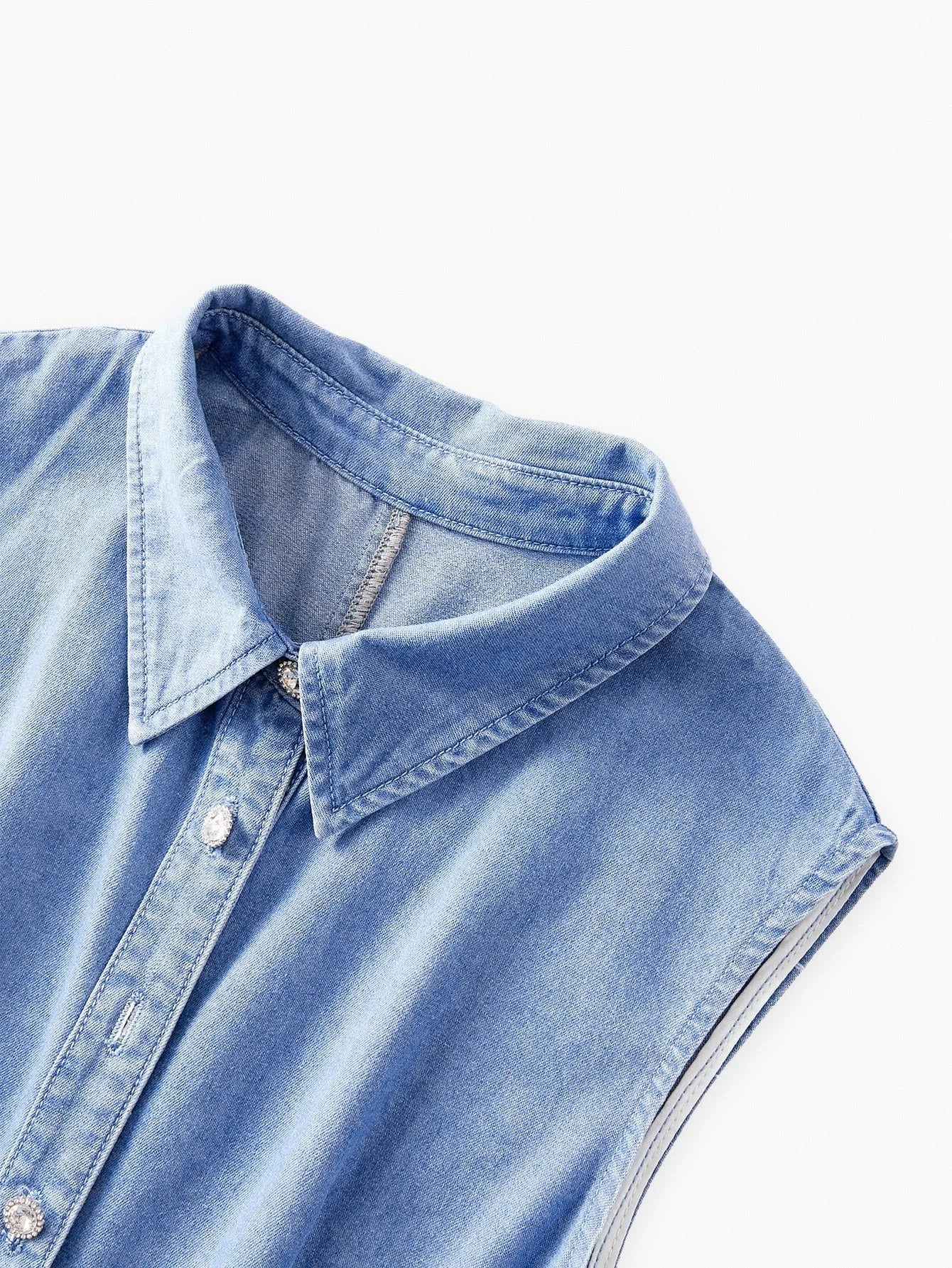 PREMIUM EMBROIDERY APPLIQUES BELTED DENIM DRESS