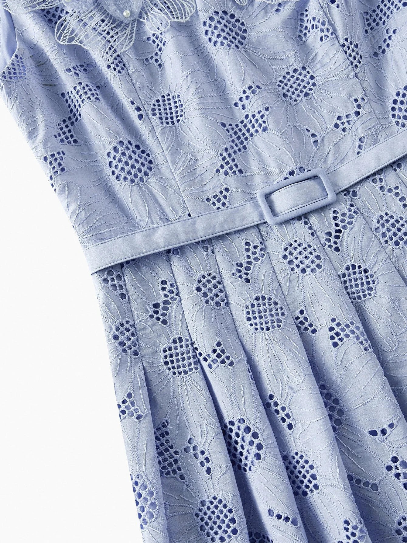 PREMIUM EMBROIDERY APPLIQUES DETAIL BELTED DRESS