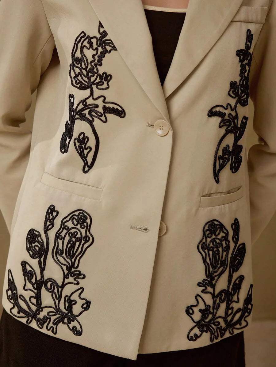 PREMIUM EMBROIDERY BUTTON UP BLAZER