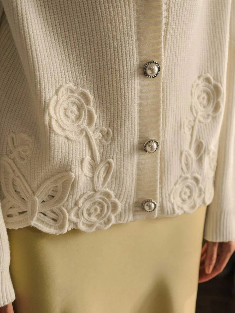 PREMIUM EMBROIDERY BUTTON UP CARDIGAN