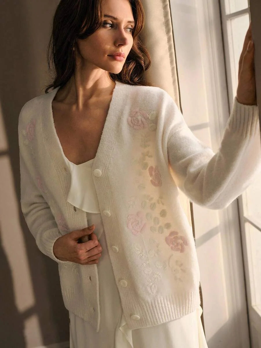 PREMIUM EMBROIDERY BUTTON UP CARDIGAN