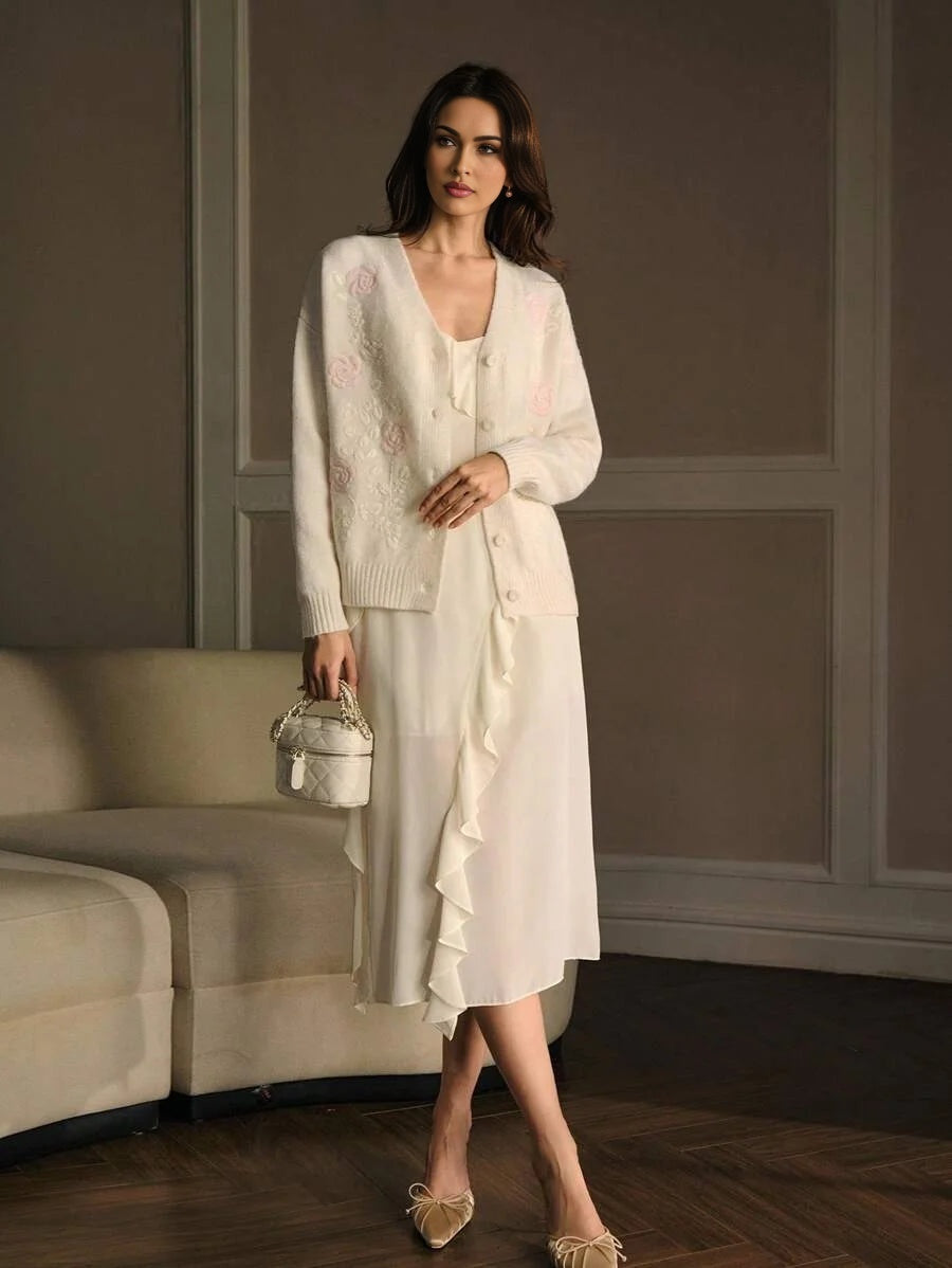 PREMIUM EMBROIDERY BUTTON UP CARDIGAN