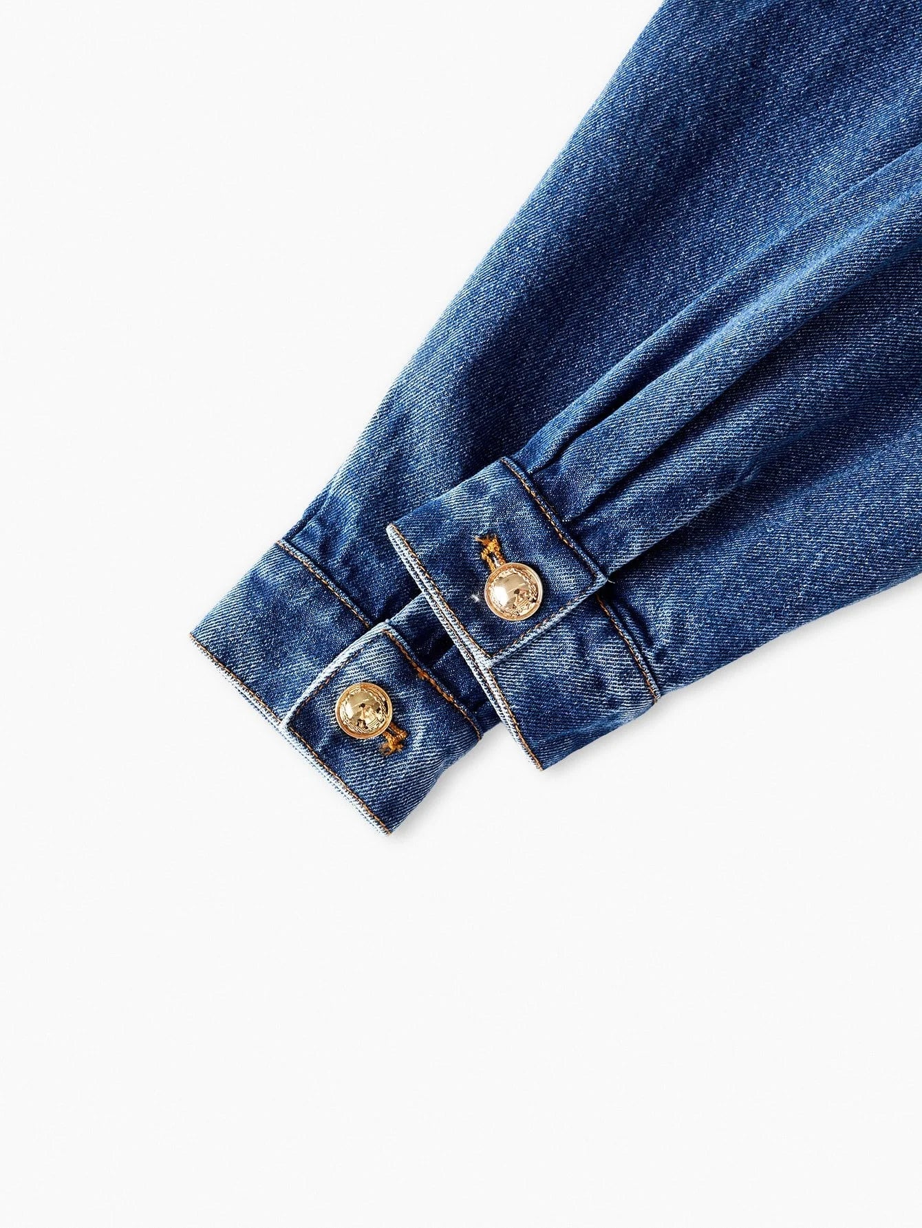 PREMIUM EMBROIDERY BUTTON UP SHIRRED WAIST DENIM SHIRT DRESS WITHOUT BELT FOR AUTUMN amp WINTER