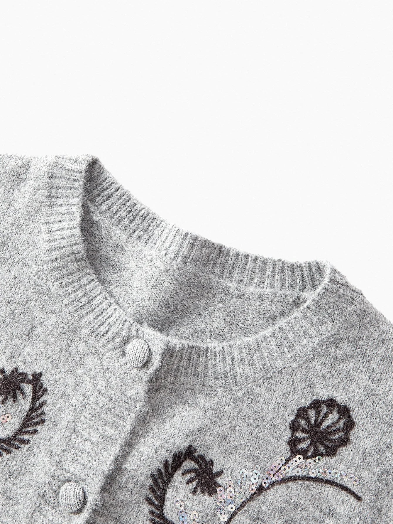 PREMIUM EMBROIDERY CONTRAST SEQUIN CARDIGAN