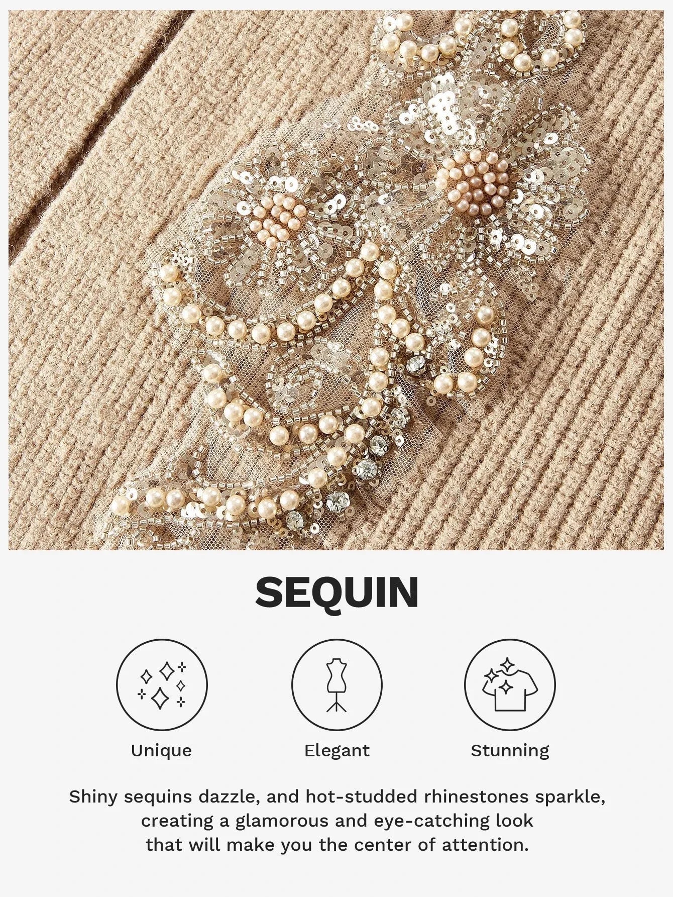 PREMIUM EMBROIDERY FAUX PEARL DETAIL CARDIGAN