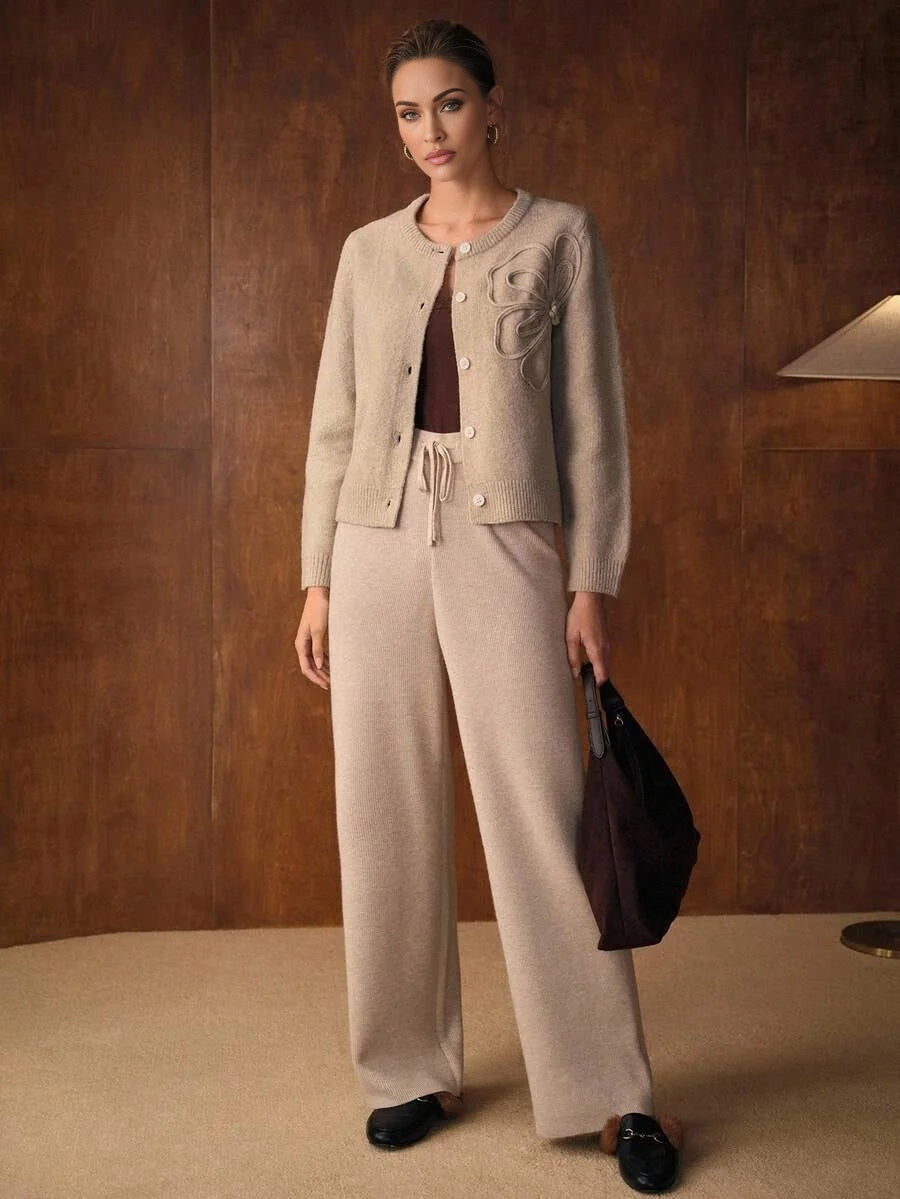 PREMIUM EMBROIDERY FLORAL PATTERN BUTTON PLACKET CARDIGAN