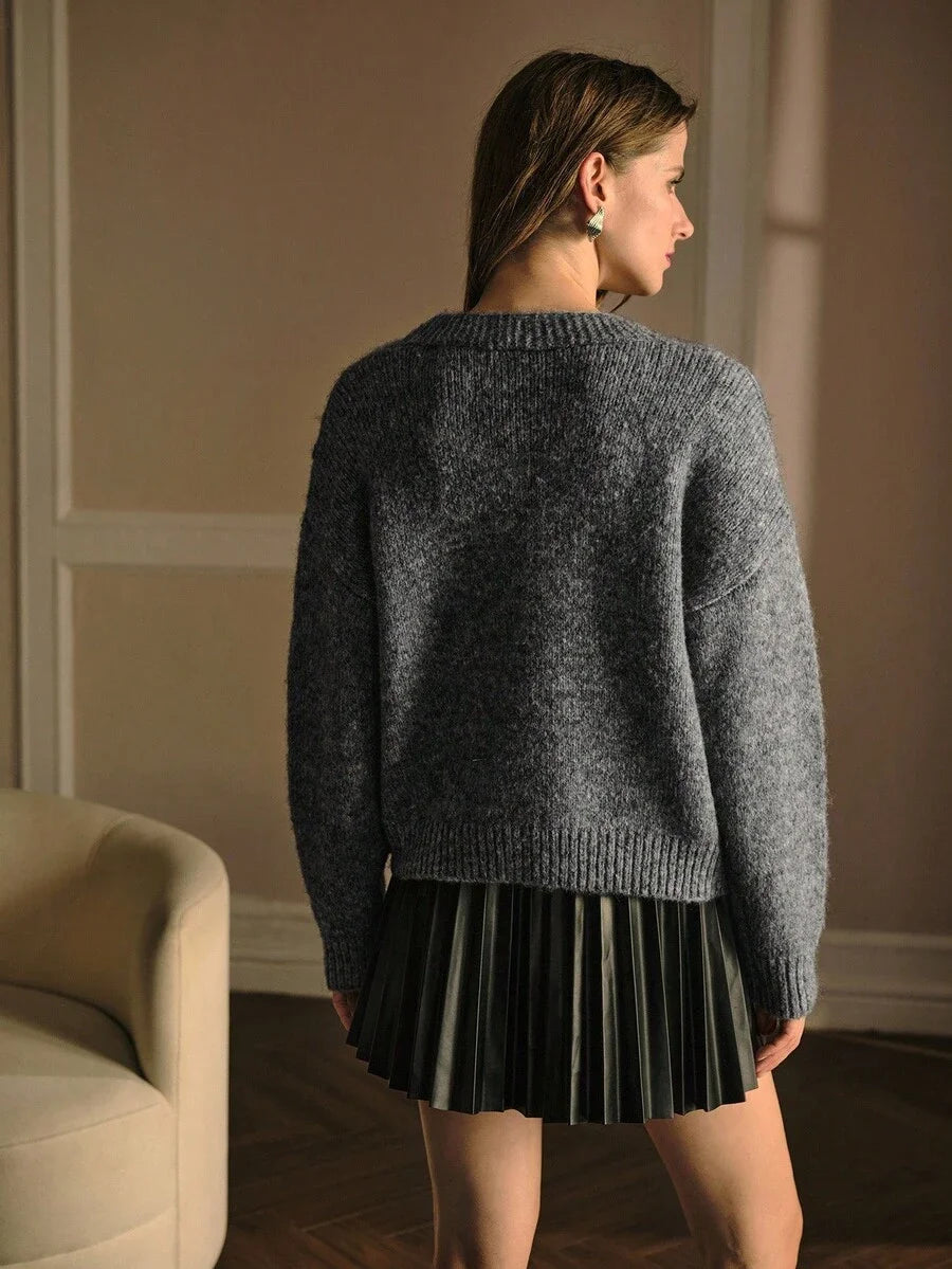 PREMIUM EMBROIDERY FLORAL PATTERN DROP SHOULDER OVERSIZE CARDIGAN