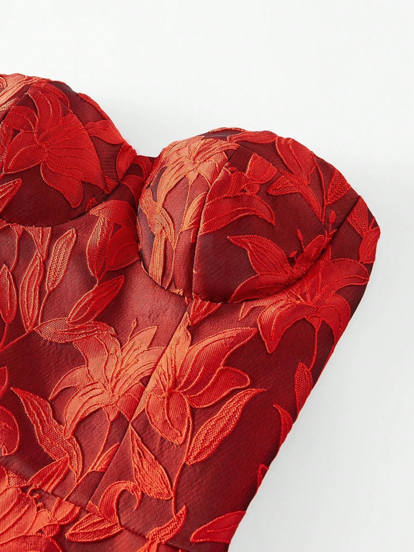 PREMIUM EMBROIDERY FLORAL PATTERN FLARE HEM BUSTIER TUBE LONG DRESS