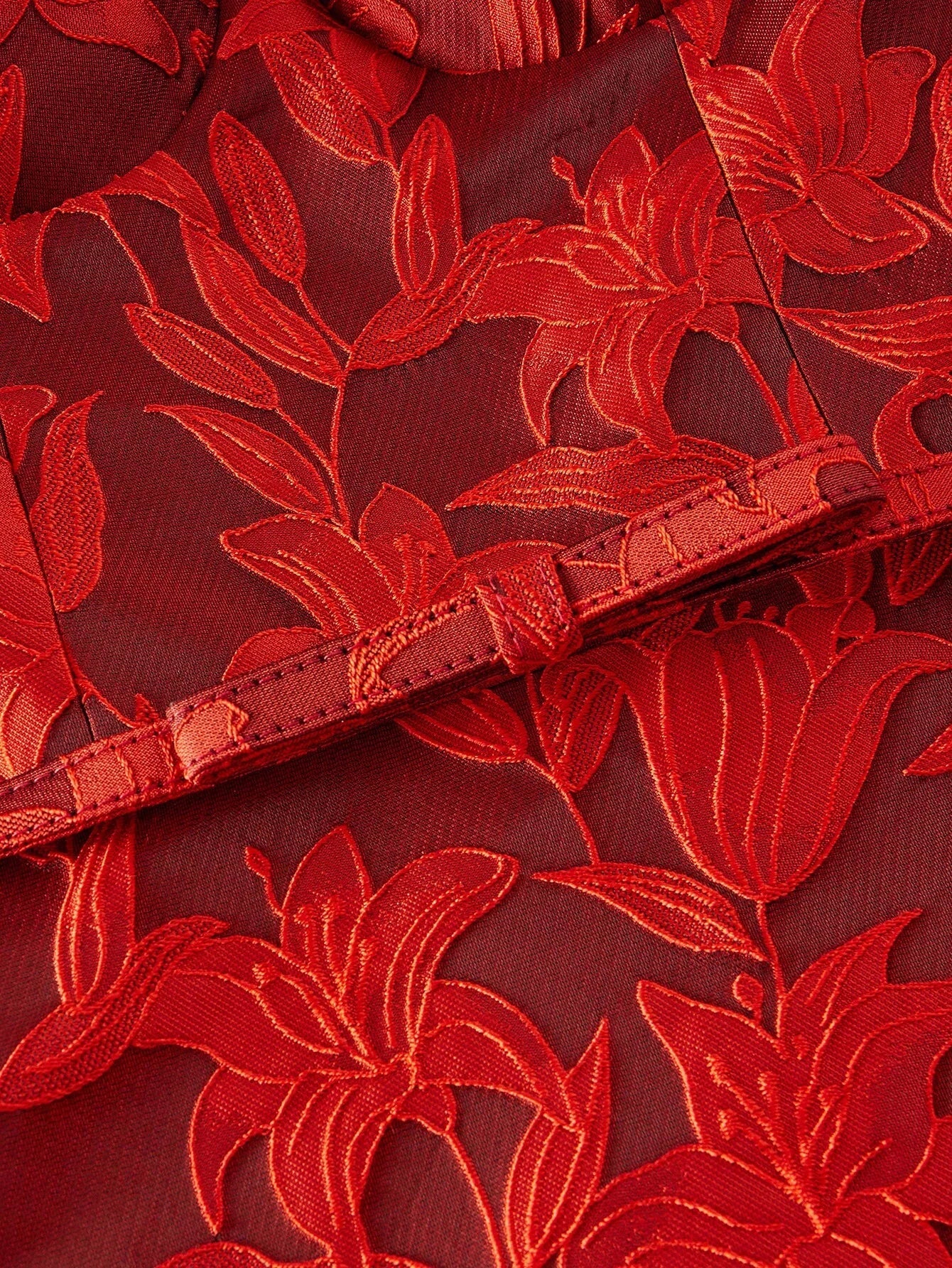 PREMIUM EMBROIDERY FLORAL PATTERN FLARE HEM BUSTIER TUBE LONG DRESS