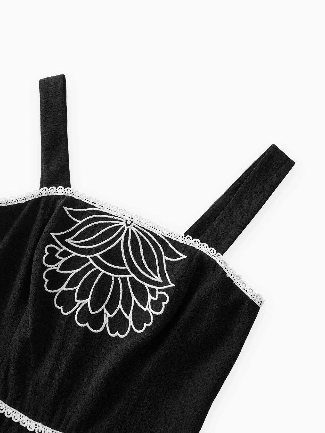 PREMIUM EMBROIDERY FLORAL ZIPPER JUMPSUIT