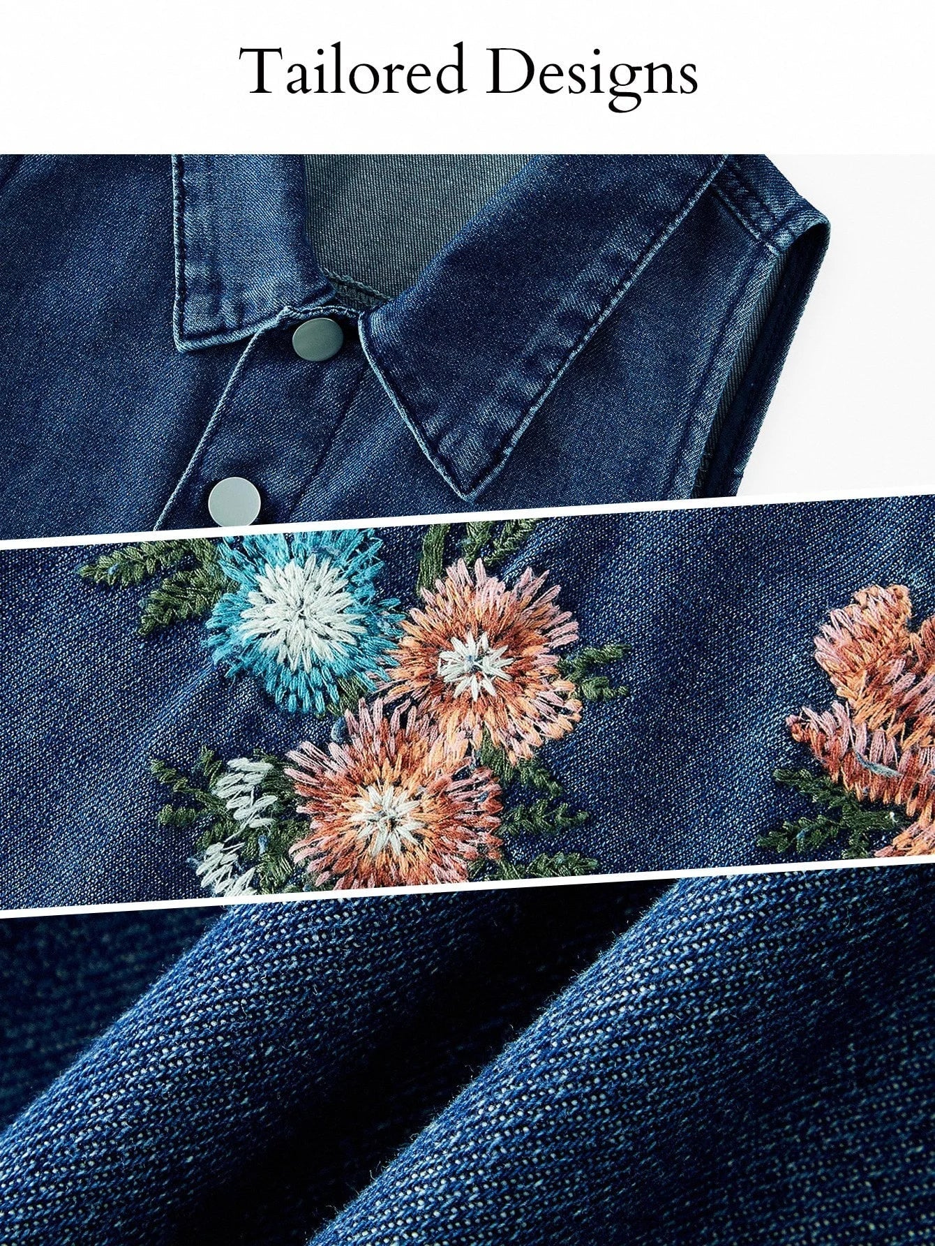 PREMIUM EMBROIDERY SPLIT DENIM DRESS