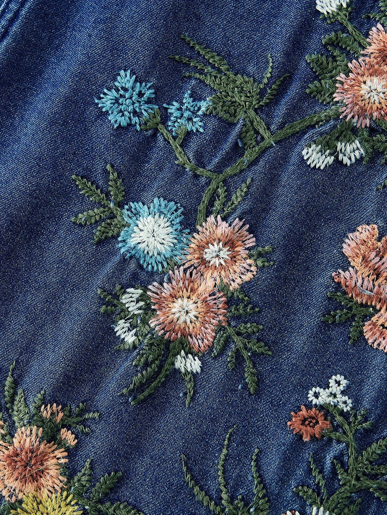 PREMIUM EMBROIDERY SPLIT DENIM DRESS