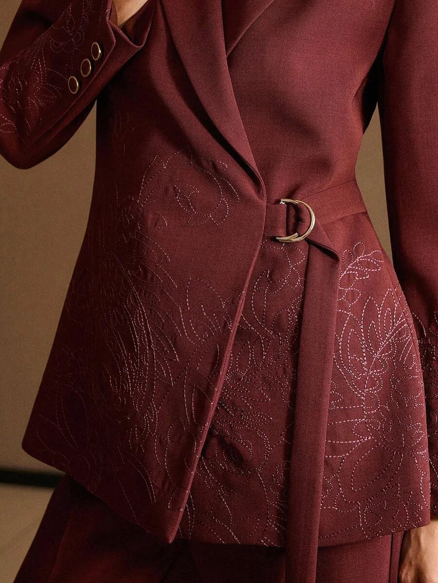 PREMIUM EMBROIDERY WRAP BLAZER