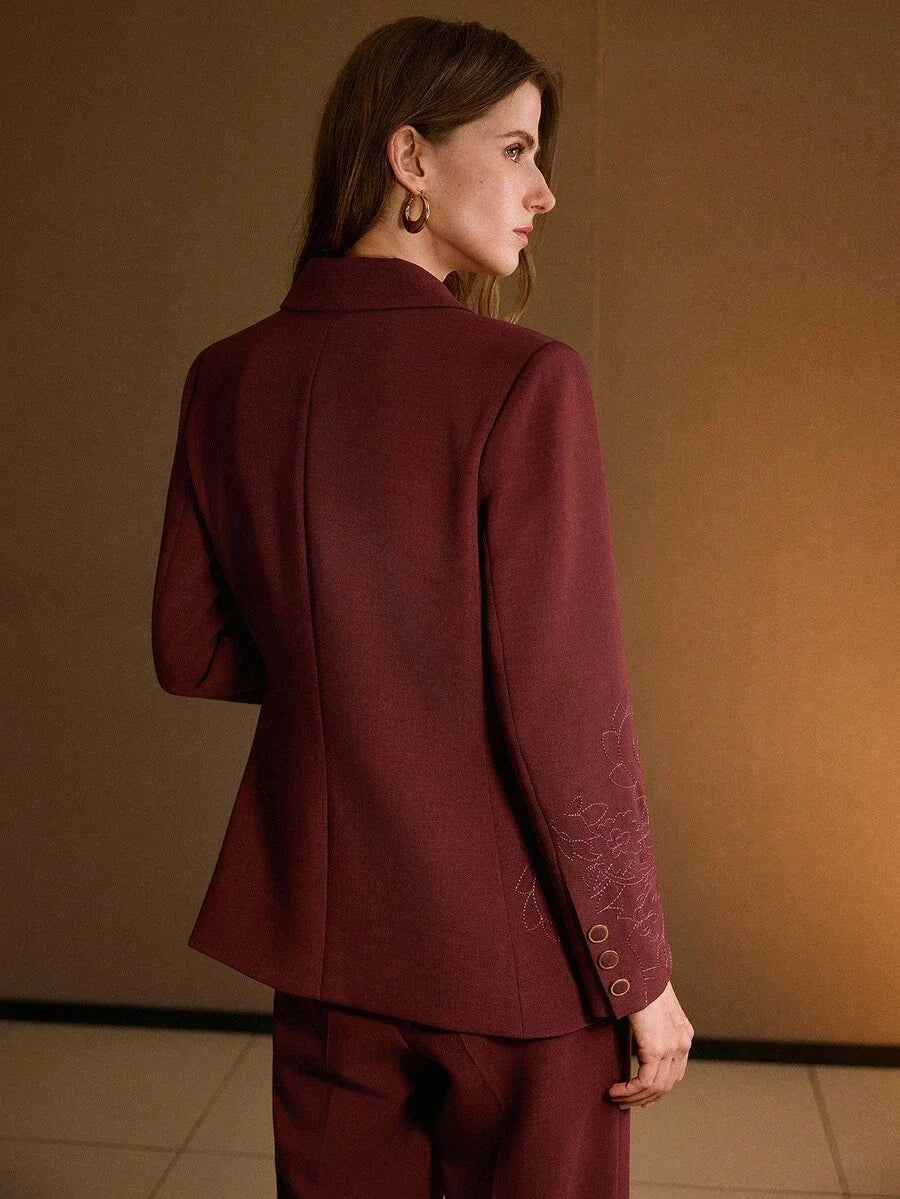 PREMIUM EMBROIDERY WRAP BLAZER