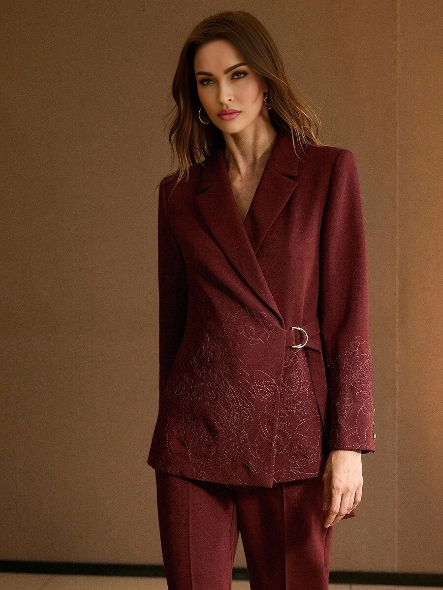 PREMIUM EMBROIDERY WRAP BLAZER