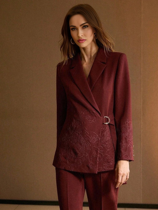 PREMIUM EMBROIDERY WRAP BLAZER