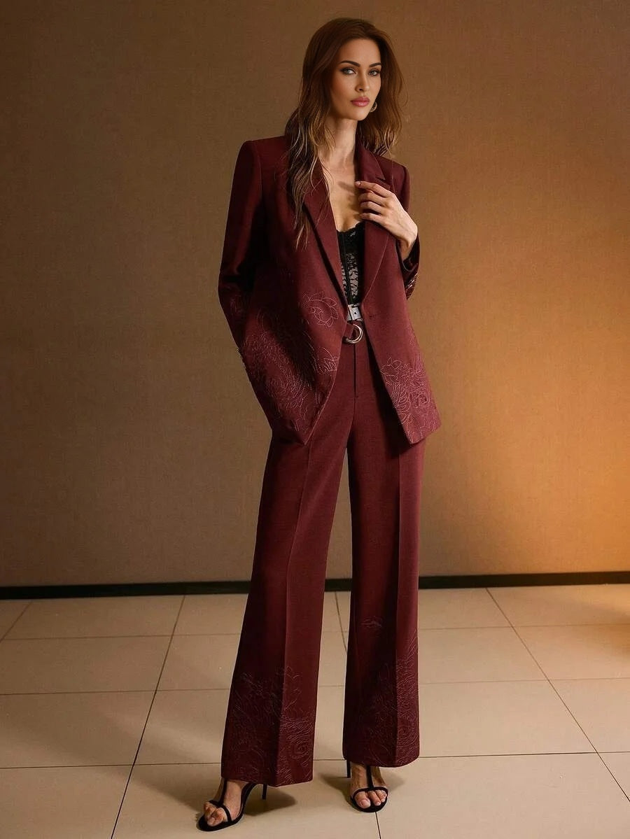 PREMIUM EMBROIDERY WRAP BLAZER