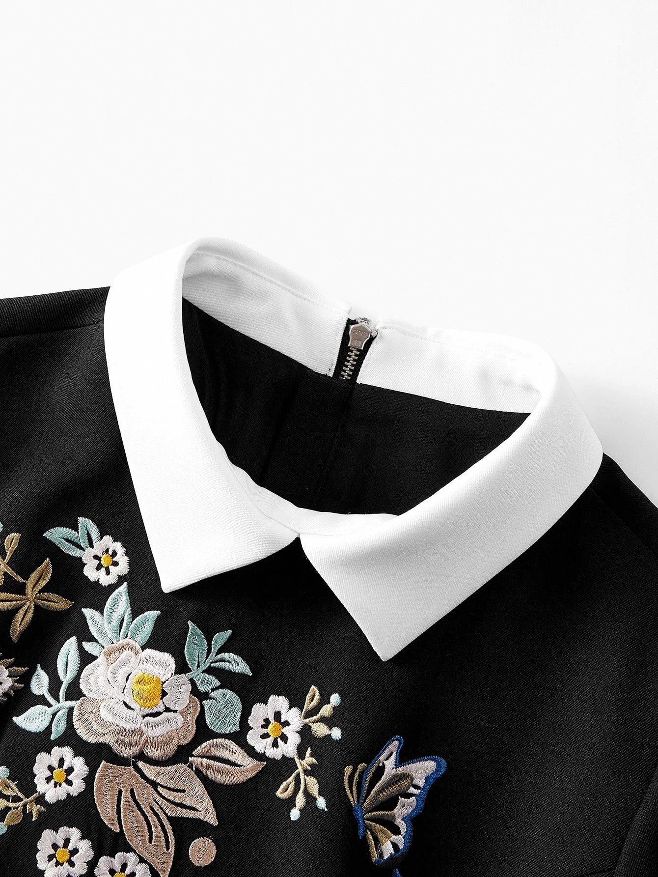 PREMIUM EMBROIDERY ZIPPER BACK 2 IN 1 SHORT DRESS