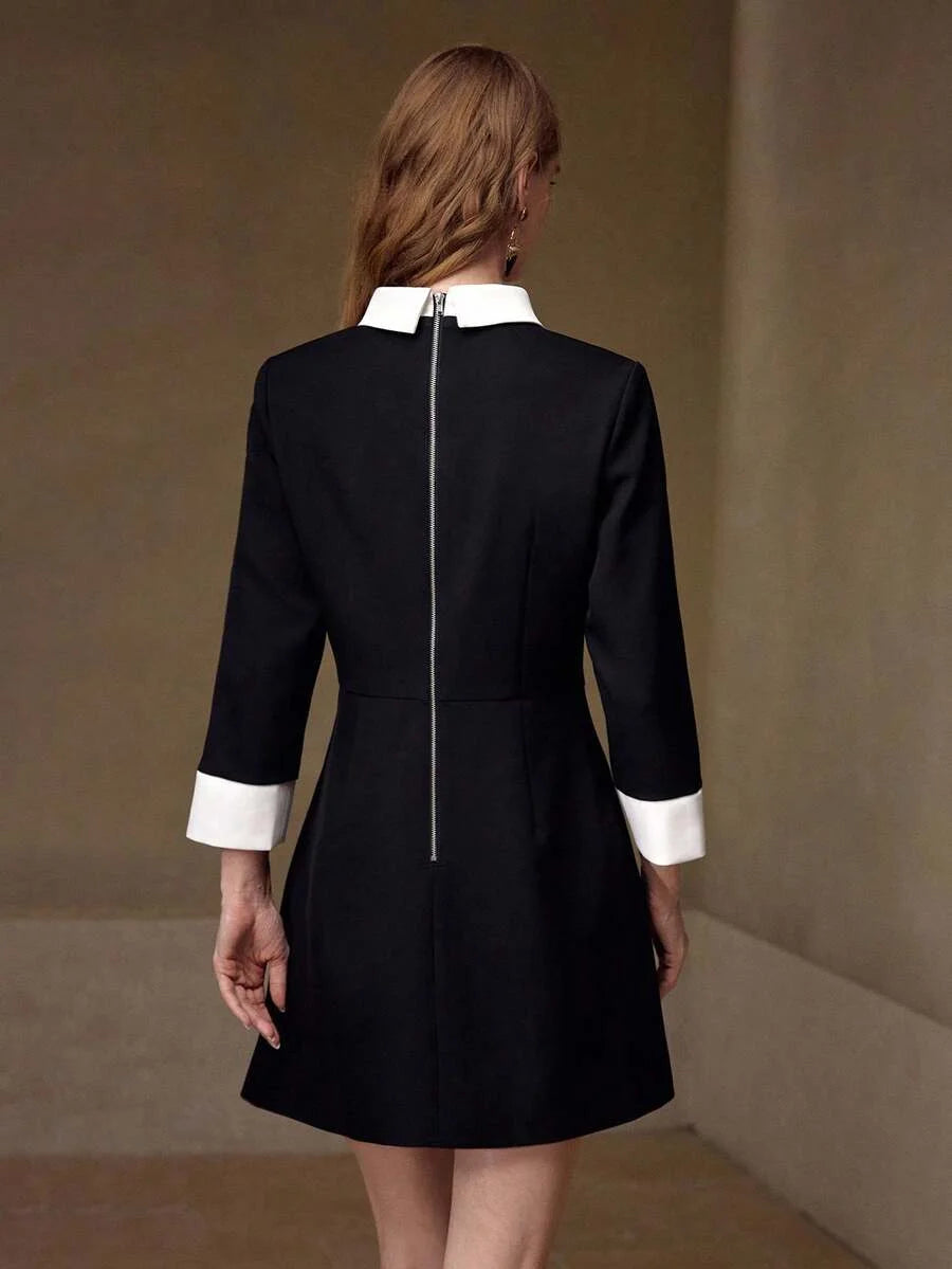 PREMIUM EMBROIDERY ZIPPER BACK 2 IN 1 SHORT DRESS