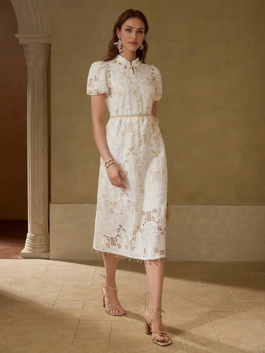 PREMIUM EMBROIDERY ZIPPER DRESS