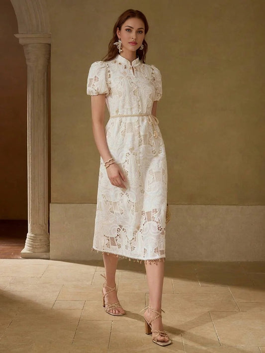 PREMIUM EMBROIDERY ZIPPER DRESS