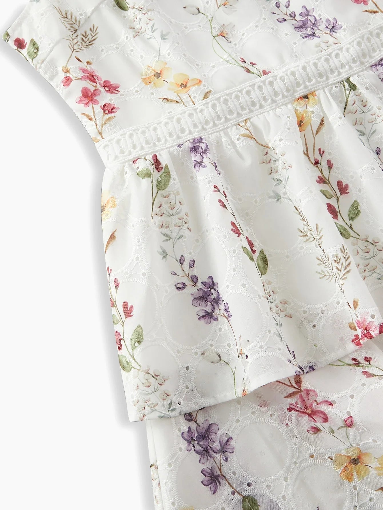 PREMIUM EYELET EMBROIDERY ONE SHOULDER DRESS